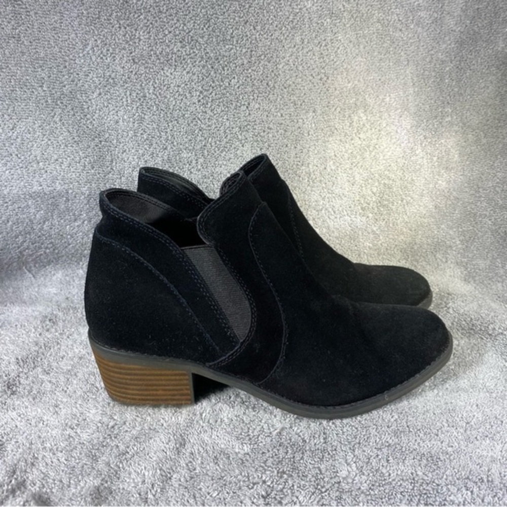 Me Too Boots Shoes Women’s Size 7.5 M Zasper Black Leather Slip On Booti…